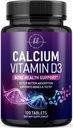 Calciumsupplement 1200 mg - med D3- vitamin til bedste absorption - understøtter immunforsvar, knogler og tænder - naturligt calciumkarbonat + 1600 IE D3 - flaske i USA til kvinder og mænd - 120 tabletter