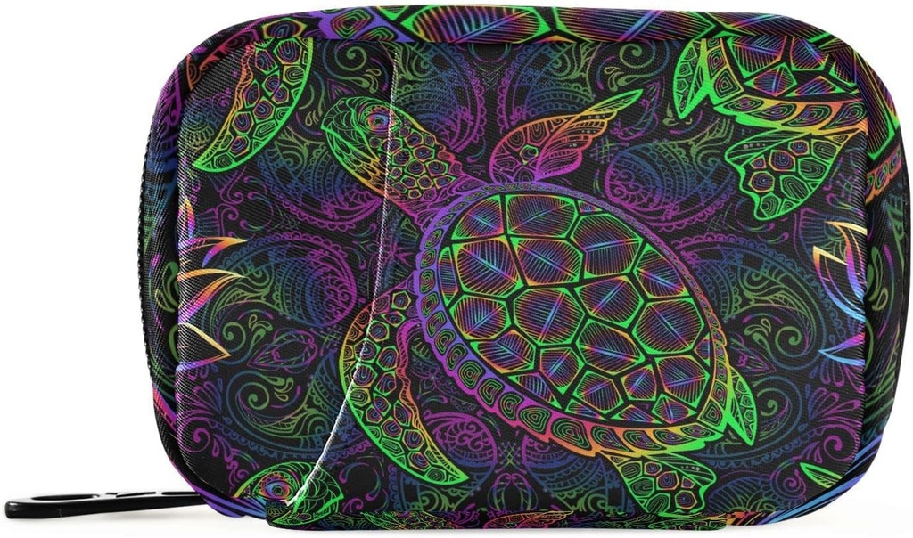 Pill Box Boho Sea Turtle med Lotus og Mandala 7 dag Pill sag Rejsepille Organizer taske med lynlås Portable ugentlige Vitamin Medicin Supplement Holder Pouch Bag