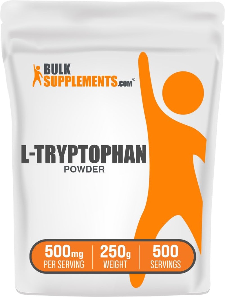 BulkSupplements.com L- Tryptophan Powder - Tryptophan Supplement, Aminosyretilskud - Gluten Free, 500mg per servering, 250 g (8, 8 oz) (pakning med 1)