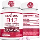 B12 Vitaminer 10.000 mcg, Metyleret vitamin B12 Sublingual - Energy Boost, Focus, Metabolisme & Brain Health Support, Immunsystemet Support, Hurtig opløsning, Natural Strawberry Flavor, 180 Servere