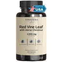 VINATURA Red Vin Leaf Extract - Horse Chestnut, 1300mg / servering * USA Made and Tested * Circulation og Vein Support for Sunde Ben - Hjælper Blood Flow, Leg Circulation - 60 Kapsler (30 Servere)