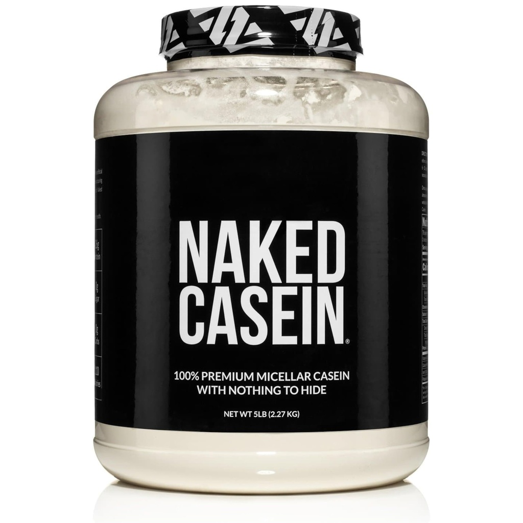 NAKED Casein - 5Lb Micellar Casein Protein Powder - Bulk, Zero Carb, GMO- Free, Gluten Free, Soy Free, Konserveringsfri - Stimulere muskelvækst - Forbedre inddrivelse - 76 Servere