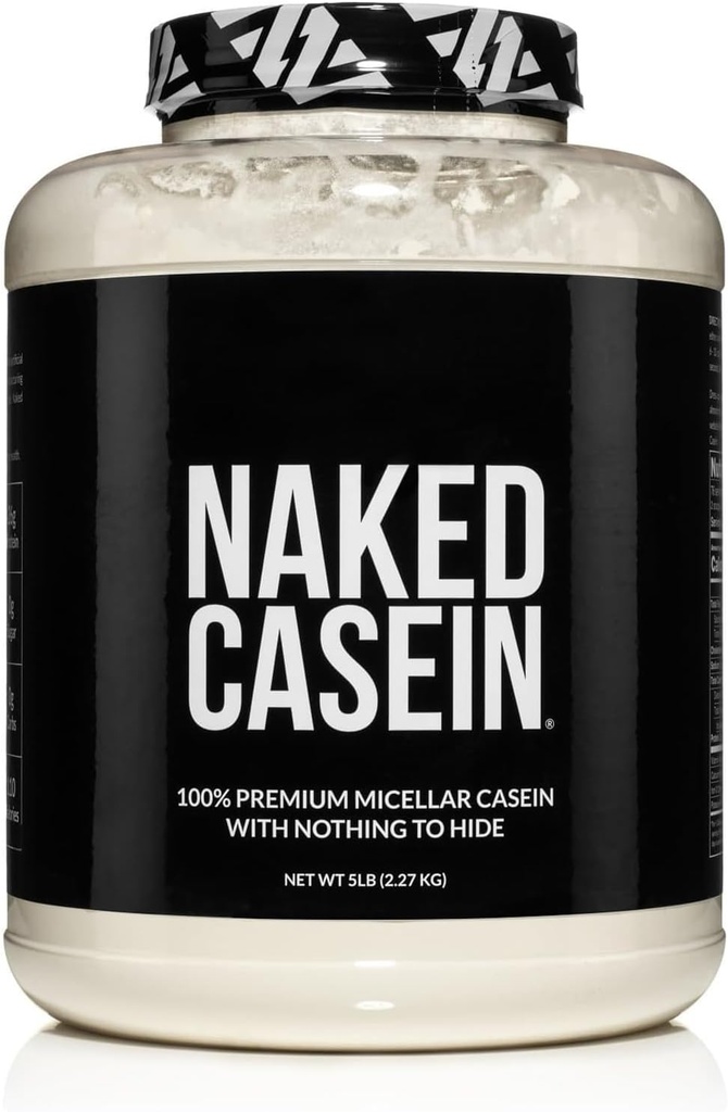 NAKED Casein - 5Lb Micellar Casein Protein Powder - Bulk, Zero Carb, GMO- Free, Gluten Free, Soy Free, Konserveringsfri - Stimulere muskelvækst - Forbedre inddrivelse - 76 Servere