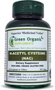 Green Organic Supplements 'N- Acetyl Cysteine (NAC), 90 VCaps, High Absorbable, Non- GMO, Gluten- Free Measures 124; Balance immunsystem og understøtter sundhed (pakke med 1)