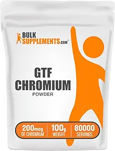 BulkSupplements.com Chromium GTF Powder - Chromium Polynicotinate - Gluten Free & Yeast Free, 1.25mg per Serving (200mcg), 100g (3.5 oz) (Pack of 1)