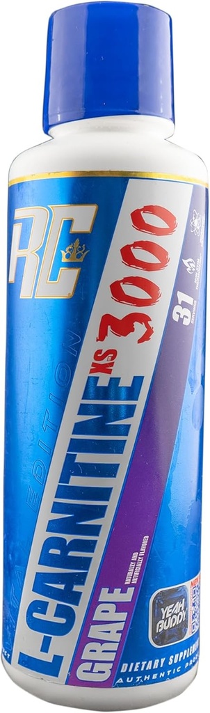 Ronnie Coleman Signature Series L- Carnitin XS 3000 Liquid, Aminosyrer Metabolisme og Lean Muscle Strength Support, Stimulant Free, Sugar Free, Zero Carbs, Grape, 16 Oz