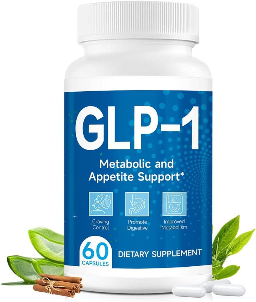 GLP-1 Supplement Support, GLP-1 Support med naturligt probiotiske, Multiple Extract, GLP 1 supplement til Gut, Energy, Samlet sundhed & niveauer - 60 kapsler (1pc)