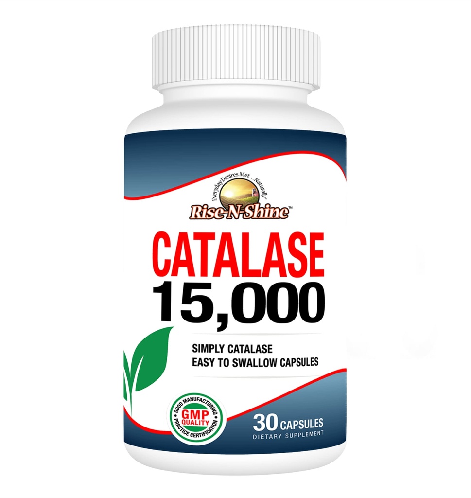 Rise- N- Shine Catalase Supplement 15.000 - Kraftfuld Antioxidant Enzyme til hårsundhed - Hårtilskud til stærk hårstøtte - 30 dages forsyning