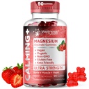Magnesium Glycinat Gummies, 1000 mg - Magnesium supplement til støtte afslapning, hjerte sundhed - Chewable Rolig Magnesio Gummies for voksne, Glicinato De Magnesio - Strawberry Flavor