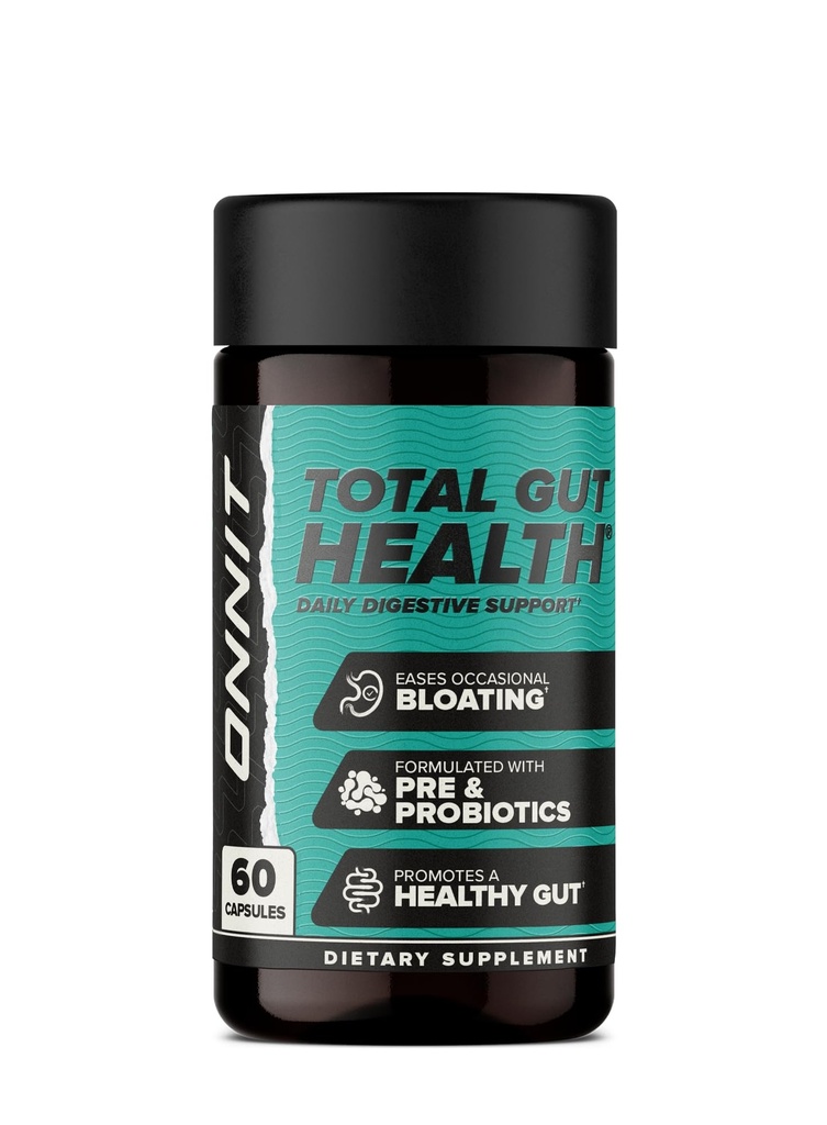 ONNIT Total Gut Health Daglig fordøjelsesstøtte, IGEN ™ Non- GMO Testet fordøjelsestillæg for kvinder og mænd med 7 Probiotika, Prebiotika, Enzymer og betain HCL, 60 Tæl