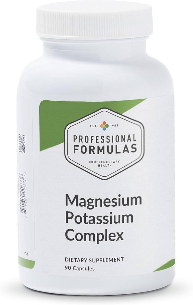 Professionel formulas Magnesium Kalium Complex - Meget Absorberet Magnesium (Malate & Citrate) og Kalium Citrate - Understøtter sund muskel, nerve, hjerte og elektrolytbalance - 90 kapsler