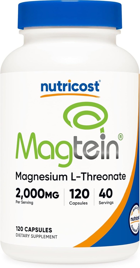 Nutricost Magnesium L- Threonate As Magtein 2000mg, 120 Kapsler - Non-GMO, Gluten Free, Vegetarisk Friendly