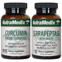 Nutramedicinske fælles støtte bundle - omfatter Curcumin fra gurkemeje og serrapeptase Enzyme Support Kapsler til fælles støtte og sund inflation Response Support - 2 - Piece Supplement sæt