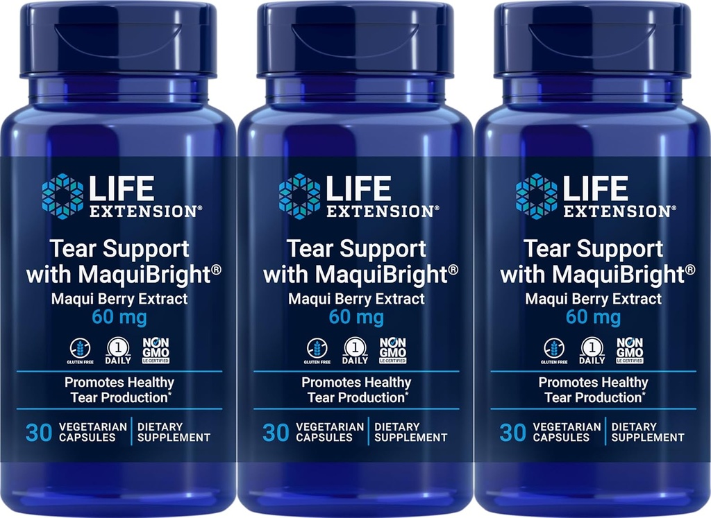 Life Extension Tear Support med MaquiBright 60 mg, 30 vegetariske kapsler (pakning med 3)