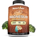 Nutrivein Premium Magtein Magnesium L- Threonat Supplement 2207 mg - 90 Caps (3 om dagen): High- Absorption Magnesium Threonat til hjerne, søvn, mood & inddrivelse