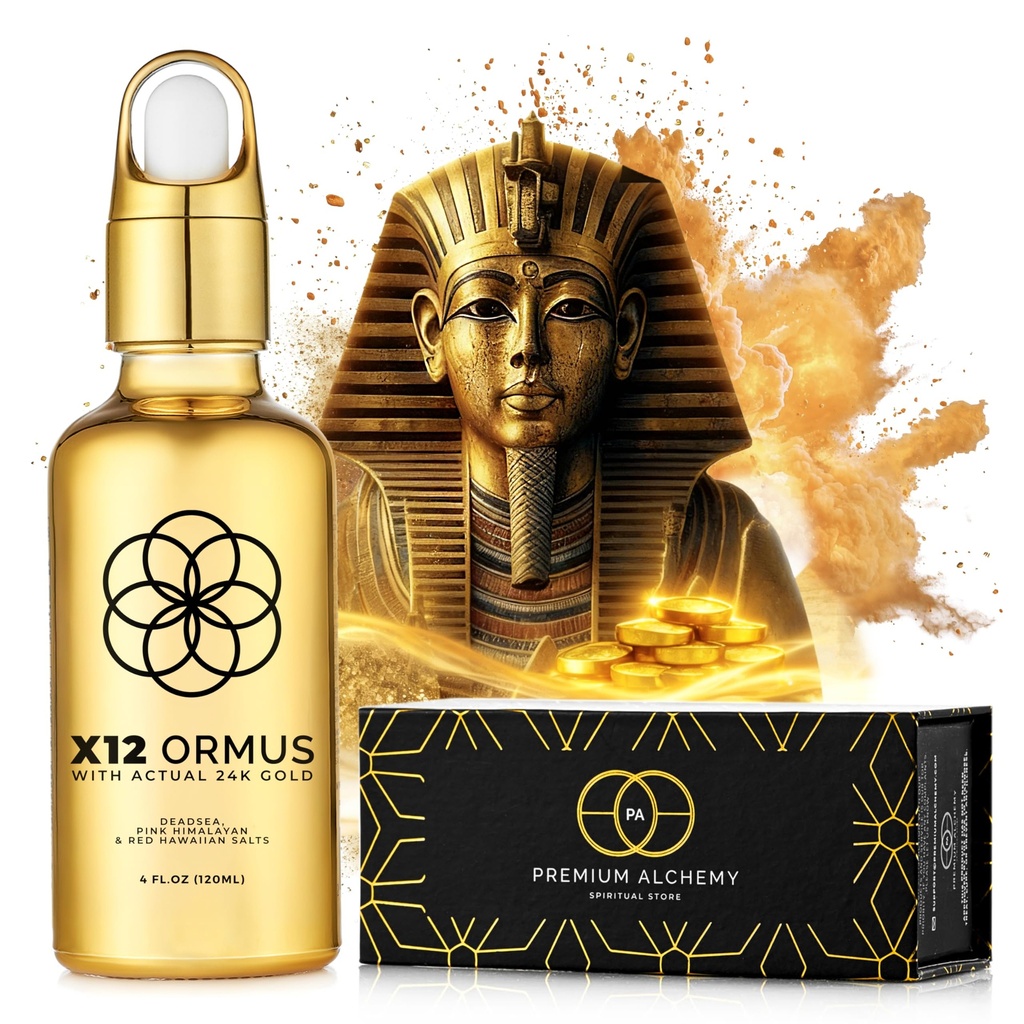 Ormus Monoatomic Gold Koncentrat X12 - Flydende guld Lavet af rigtige alkymister - 24k Food- Grade, Døde Hav & Himalayan salt - Understøtter Pineal Gland, Lucid Drømme, Meditation