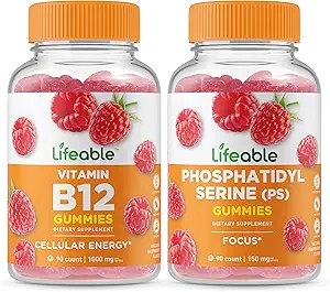 Lifeable Vitamin B12 + Phosphatidylserin (PS), Gummies Bundle - Great Tasting, Vitamin Supplement, Gluten Free, GMO Free, Chewable