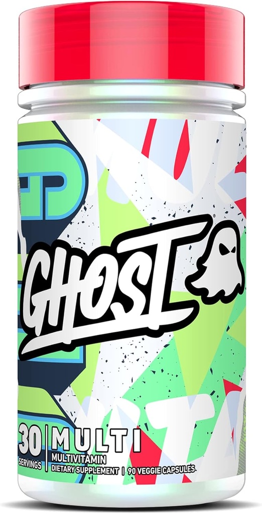 GHOST Multi Multivitamin til mænd og kvinder, 90 Kapsler - Indfyldt med 21 Vitamin, Mineraler & Key Nutrients - Vitamin A, C-vitamin, D-vitamin, E-vitamin & zink - Gratis Gluten, Soy & Sugar, Vegan