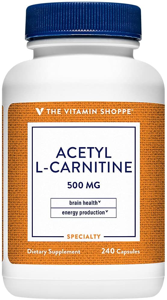 Vitamin Shoppe Acetyl- L- Carnitin 500mg - Understøtter sund hjerne & hukommelse funktion, fremmer energiproduktion - Carnirene ™ Tilbyder Purest form af L- Carnitin (240 kapsler)