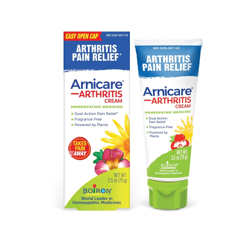 Boiron Arnicare Gigt Cream til smertelindring af knæ, hænder, håndled, albuer, joints & muskler - hurtigt Absorberet & fragrance- Free - 2,5 oz