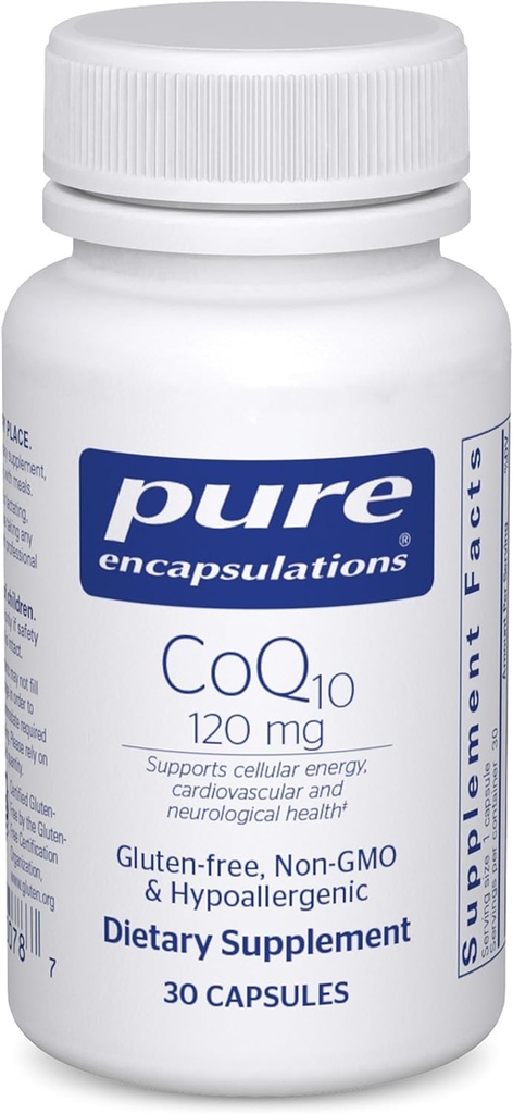 Ren indkapsling CoQ10 120 mg - Coenzym Q10 supplement til hjertesundhed, energi, antioxidanter, hjerne og hukommelse sundhed - cellular sundhed, kognition & cardiovaskulær support * - 30 kapsler