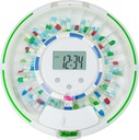 Automatic Pill Dispenser til ældre med Alarm, Lock 28- Day Medication Dispenser, 6 Dosering Skabeloner, Sound & Light Alerts & Key for Vitamin, Kosttilskud (Clear Lid)
