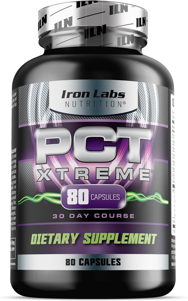 Iron Labs Nutrition PCT Xtreme - PCT supplement til mænd - 30 dages kursus - Post Cycle Support Booster (80 kapsler)