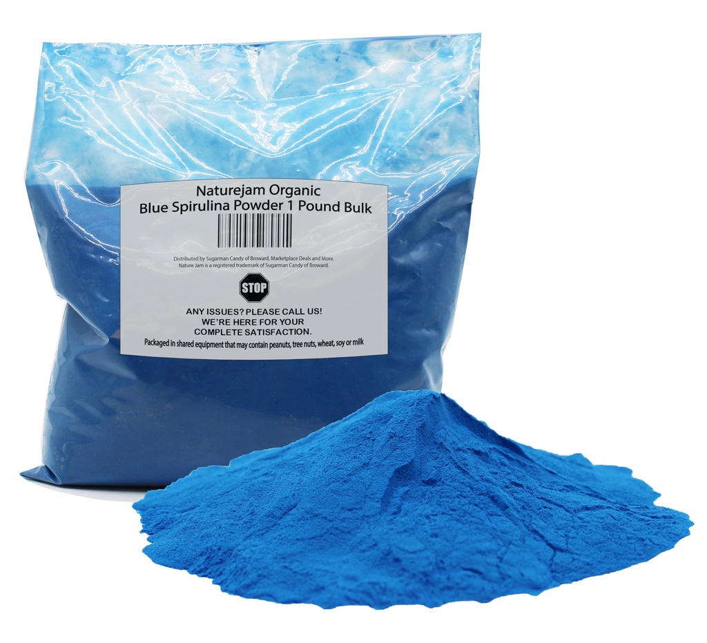 Naturejam Organic Blue Spirulina Powder 1 Pund Bulk-Premium Culinary Grade for Smoothies