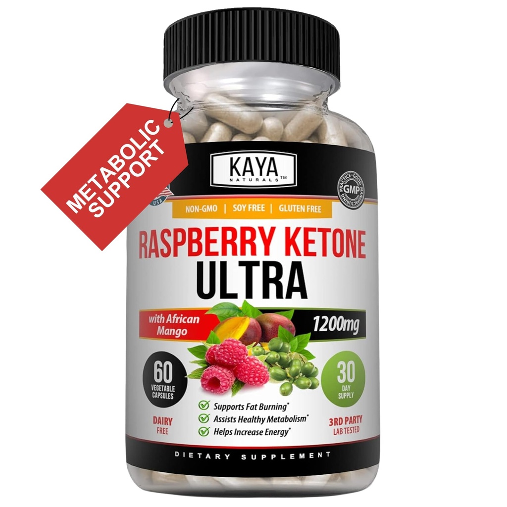 Kaya Naturals Keto Diet Hindbær Ketone - vægttab supplement, Appetitkontrol, Boost Metabolisme - 60 Tæl