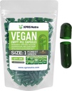 XPRS Nutra Størrelse 1 Tomme kapsler - 100 Tomme Veganske kapsler - Vegetariske piller - DIY vegetabilsk kapsel Filling- Veggie Pill Caps til Do- It- Yourself Kosttilskud (Forest Green)