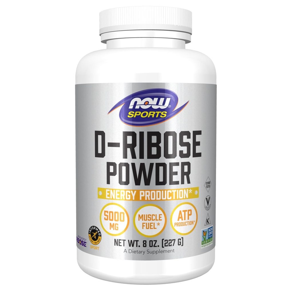 Now Foods Sports Nutrition, D- Ribose Powder 5000 mg, Certified Non-GMO, Energy Production *, 8 - Ounce