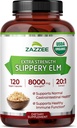 Zazzee USDA Organic Slippery Elm Bark 20: 1 Extract, 8000 mg Strength, 120 Vegan Capsules, 4 Måned Supply, Standardized, Concentrated 20X Extract, 100% Vegetar, All- Natural, Non- GMO, Made in the USA
