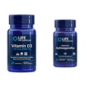 Life Extension D3 5000 IE, Ashwagandha - Stress Relief, Focus, Memory, Mood Support - Non- GMO supplement Bundle