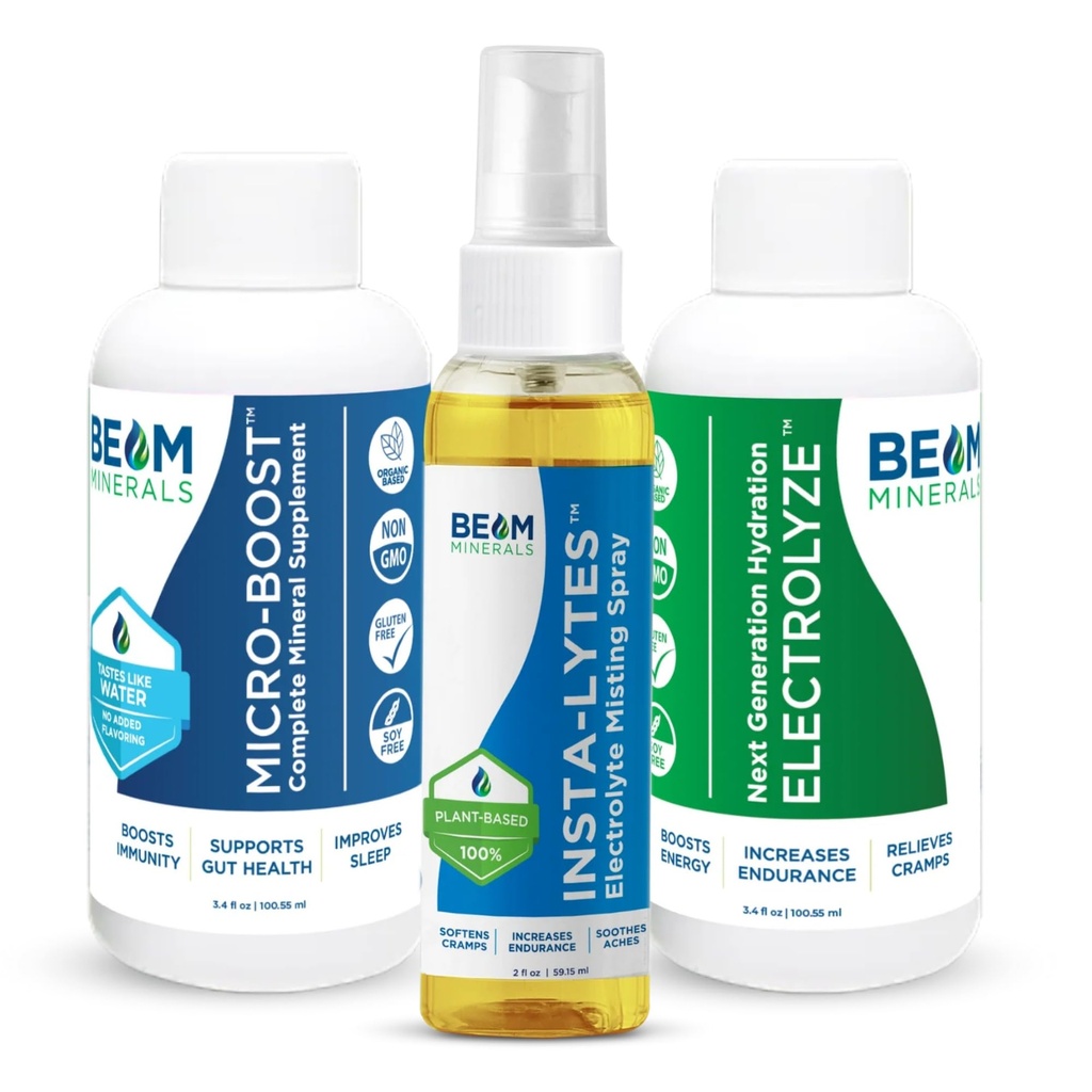 BEAM MINERALS Rejser Pack 124; Elektrolyte & Mikronutrient Support On- The- Go 124; Mikro- Boost, Electrolyze, og Insta- Lytes 2 fl Oz