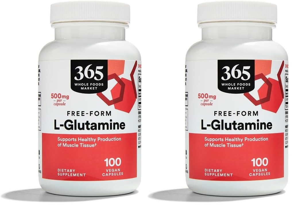 Whole Foods Market, L Glutamin 500Mg Veggie Caps, 100 Count (pakke med 2)
