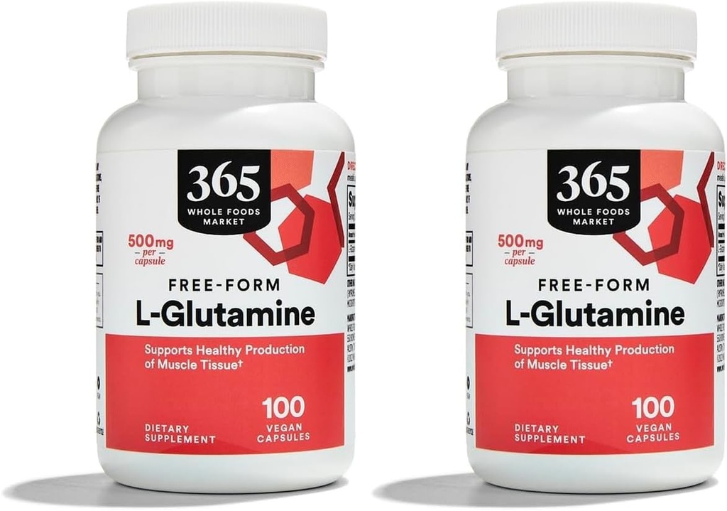 Whole Foods Market, L Glutamin 500Mg Veggie Caps, 100 Count (pakke med 2)