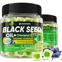 Black Seed Oil Gummies & Chlorophyll, Biotin 500mcg med hydrolyseret collagen, Rå Manuka honning, Organic Cold Pressed - Ultimate Absorption for hud, hår & negle, fordøjelsesbesvær, Samlet sundhed, 1 pakke