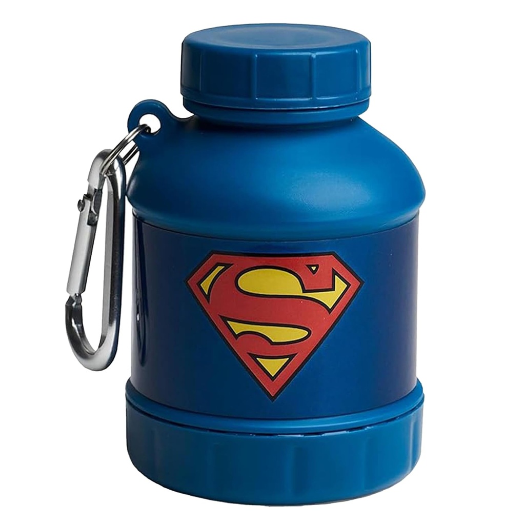 Smartshake Justice League Whey2Go Superman Protein Powder Storage Container 50g - BPA Free Shaker Flaske til Whey Protein Powder + Protein Shakes 110ml, DC Comics Superman Gaver til mænd