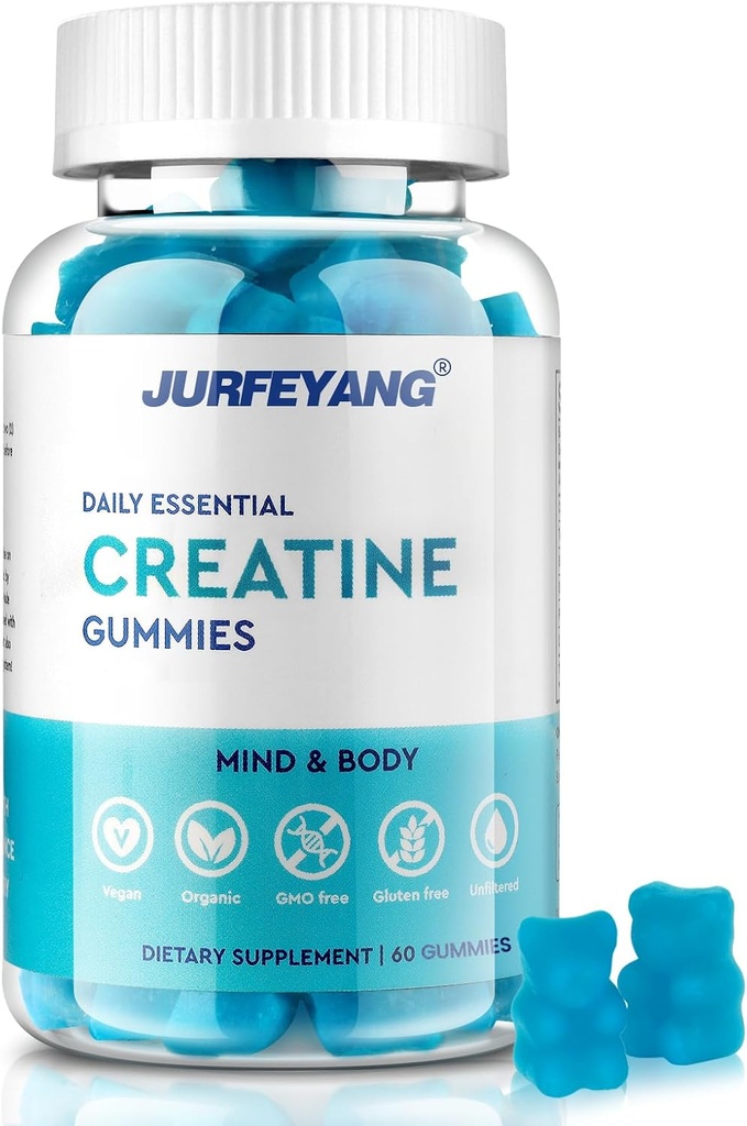 NutraBits Creatinine Monohydrat Gummies, 5g Creatinine Monohydrat Per Serving - Ingen sukker eller kunstige farver, Vegan & Halal - Blåbær Flavor - 60 Gummies