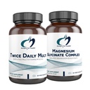 Design for sundhed Magnesium Glycinate Complex (60 kapsler) & to gange dagligt Multi (60 kapsler) Bundle - Premium Multivitamin med Folate & High Absorption Magnesium supplement