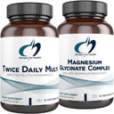 Designs for Health Magnesium Glycinate Complex (60 Capsules) & Twice Daily Multi (60 Capsules) Bundle - Premium Multivitamin with Folate & High Absorption Magnesium Supplement