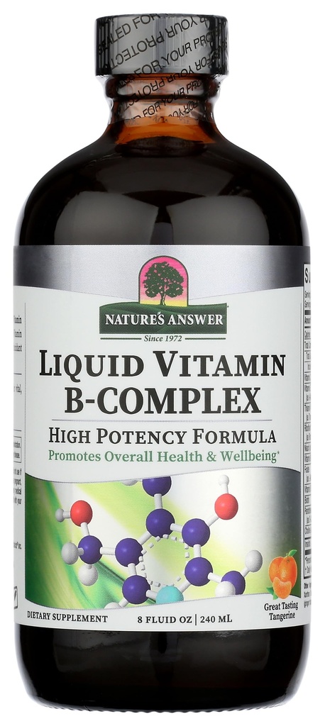 Nature's Answer Liquid Vitamin B-Complex Supports Healthy Energy Levels | Promotes Healthy Nerve Function | All-Natural Tangerine Flavor | Gluten-Free & Benzoate-Free 8oz