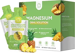 Magnesium Citrate Liquid (10 oz), High Absorption Magnesium Citrate Oral Solution Supplement with Bromelain, Vitamin C D3 B6 Zinc for Night, Muscle & Energy Support