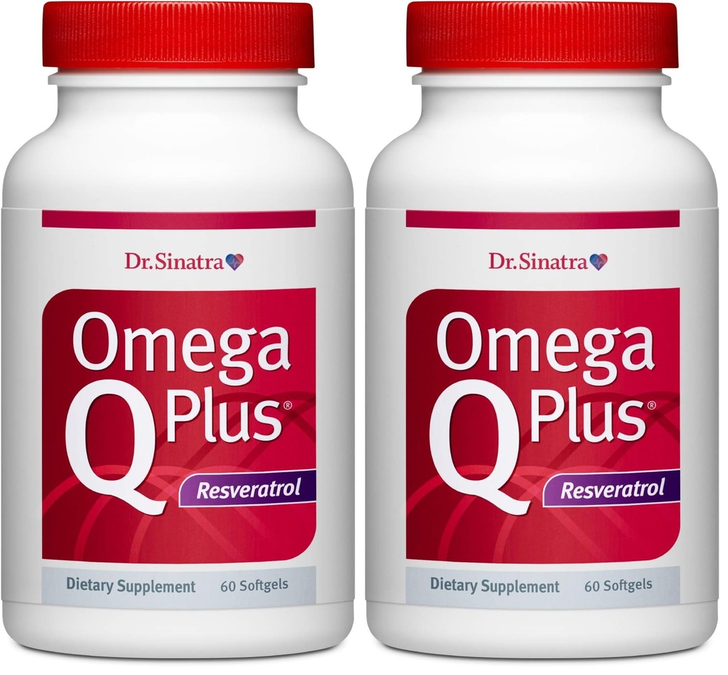 Dr. Sinatra Omega Q Plus Resveratrol - Omega-3 Supplement with CoQ10 and Resveratrol - Promotes Comprehensive Heart and Whole Body Health to Help You Age Well (60 softgels) (Pack of 2)