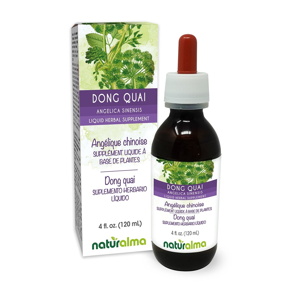 Naturalma Dong quai or Female Ginseng (Angelica sinensis) Root Alcohol-Free Tincture - 4 fl oz Liquid Extract in Drops - Herbal Supplement - Vegan