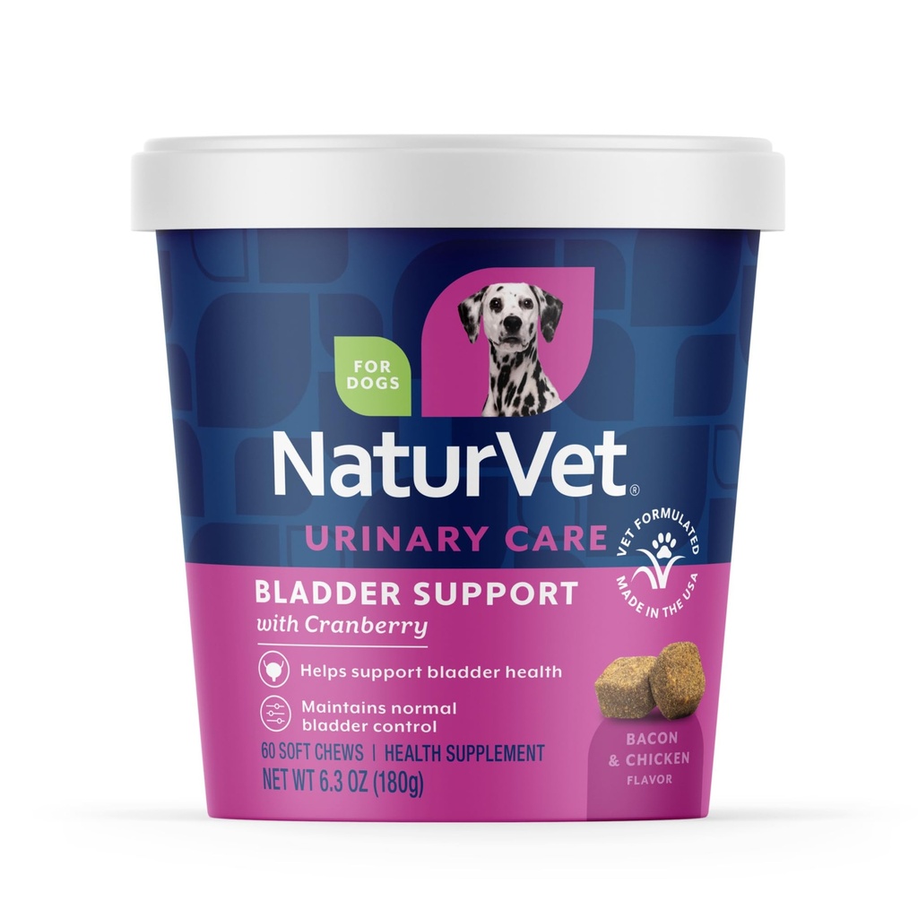 NaturVet Bstige Support Plus Tranebær til hunde, 60 ct Soft Chews, Lavet i USA med Globally Kilde Ingredienser