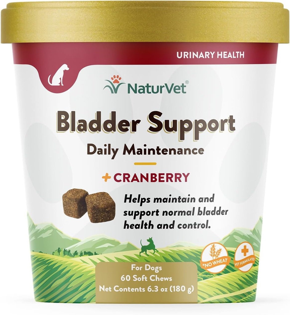 NaturVet Bstige Support Plus Tranebær til hunde, 60 ct Soft Chews, Lavet i USA med Globally Kilde Ingredienser