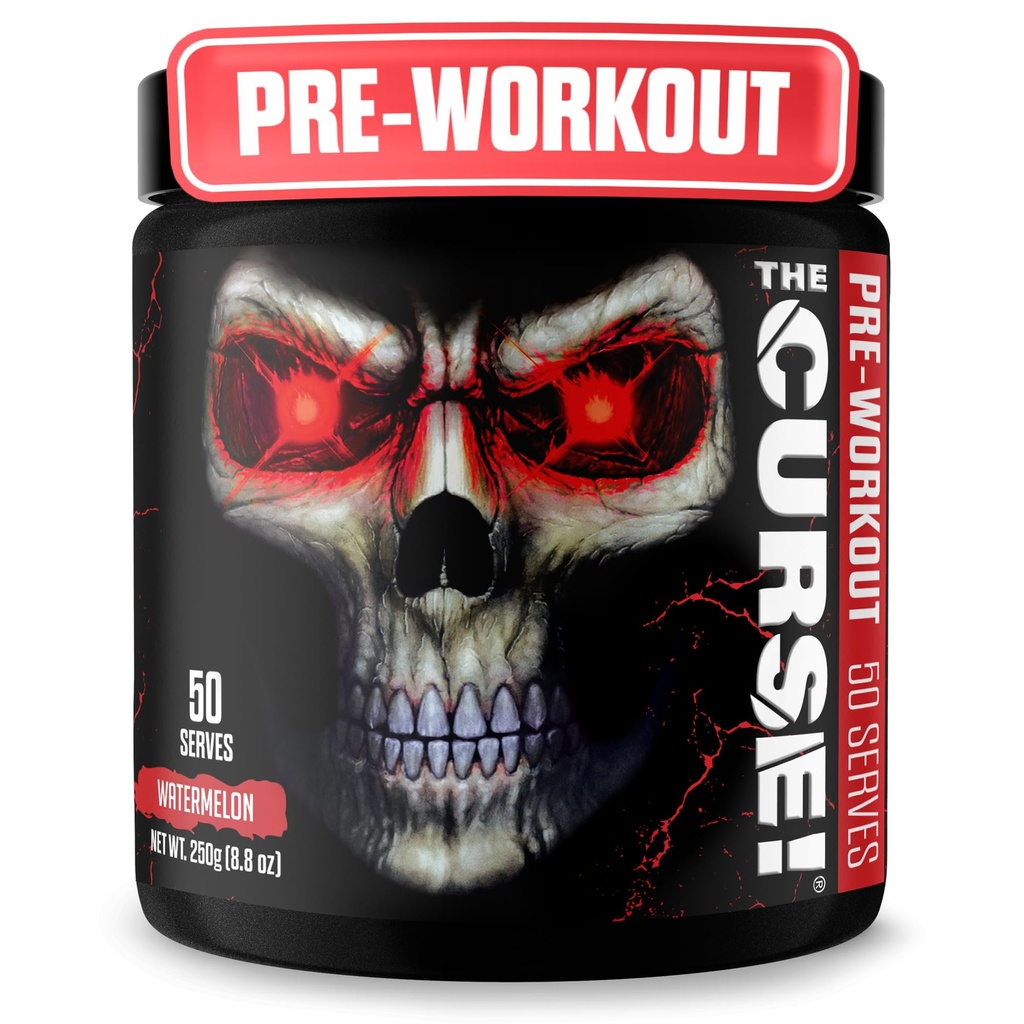 JNX SPORTER Forbandelsen! Pre Workout pulver til mænd og kvinder, Koffein, Beta- Alanine, Creatin, L- Citrullin, 50 Servere, Watermelon Flavor - Boost energi, Styrke og fokus