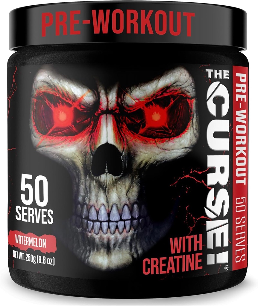 JNX SPORTER Forbandelsen! Pre Workout pulver til mænd og kvinder, Koffein, Beta- Alanine, Creatin, L- Citrullin, 50 Servere, Watermelon Flavor - Boost energi, Styrke og fokus