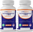 Vitamatic Saccharomyces Boulardii Probiotic 10B per Serving + Yeast Extract (MOS Yeast Fraction) 300 mg - 60 DR Capsules - Made in the USA-2 Pack